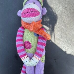 Colorful Knit Sock Monkey Plush